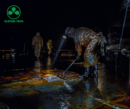 Heavy oil tank cleaning by Clover Tech - รับล้างถังเคมี ถังบำบัดน้ำเสีย ระยอง - โคลเวอร์เทค 