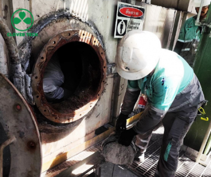 งานที่อับอากาศ 1 - รับล้างถังเคมี ถังบำบัดน้ำเสีย ระยอง - โคลเวอร์เทค 